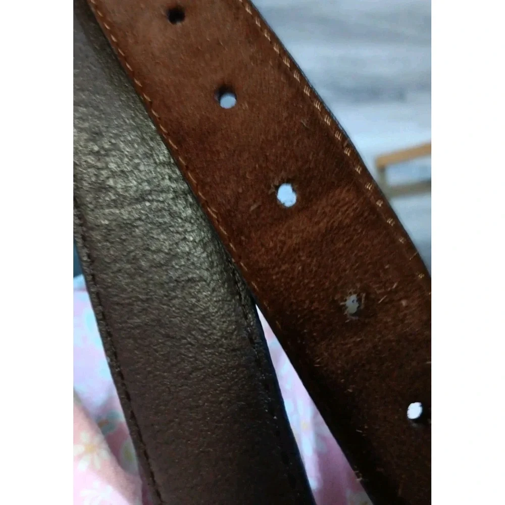 Mens Brown Leather  Brushed Suede Casual Belt XL 42x44  Suede Out Silver Buckle